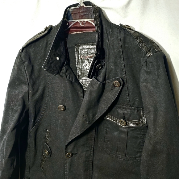 rnt23 Ron Tomson Urban Outdoor Wear Mens Y2K 90's Black Denim Jacket XXL - Picture 5 of 16